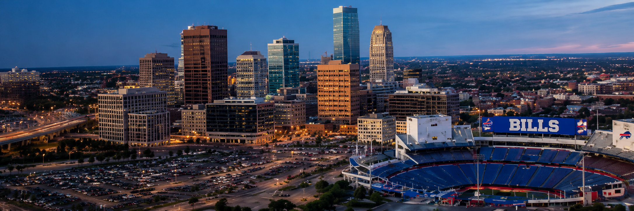 Buffalo Cityscape at dusk